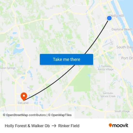 Holly Forest & Walker Ob to Rinker Field map