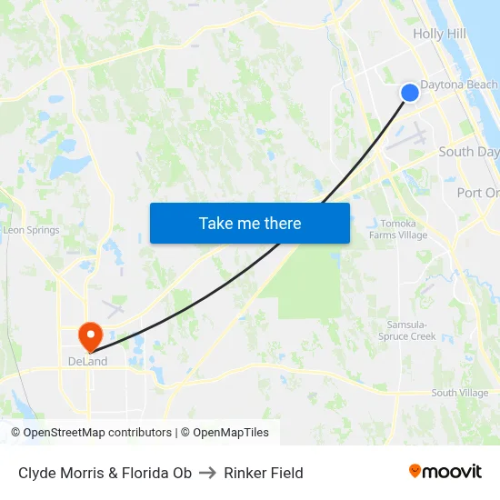 Clyde Morris & Florida Ob to Rinker Field map