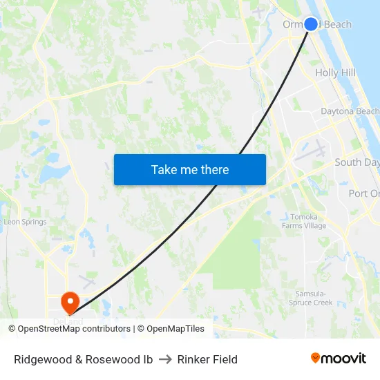 Ridgewood & Rosewood Ib to Rinker Field map
