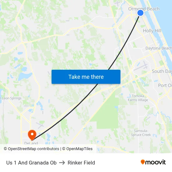 Us 1 And Granada Ob to Rinker Field map