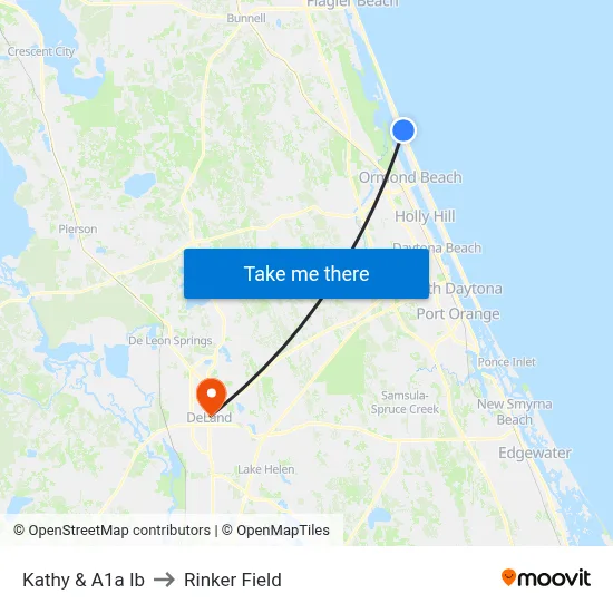 Kathy & A1a Ib to Rinker Field map