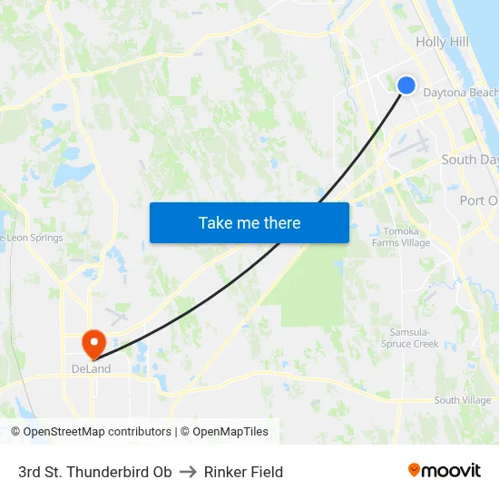 3rd St. Thunderbird Ob to Rinker Field map