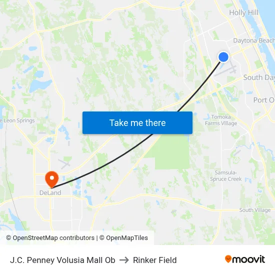 J.C. Penney Volusia Mall Ob to Rinker Field map