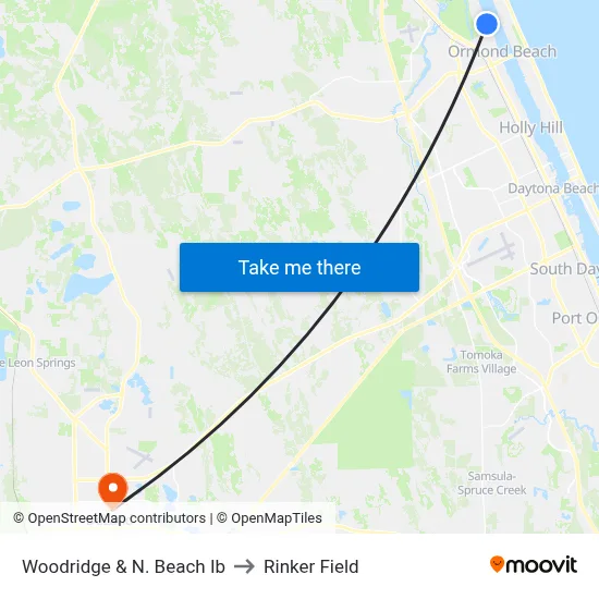 Woodridge & N. Beach Ib to Rinker Field map