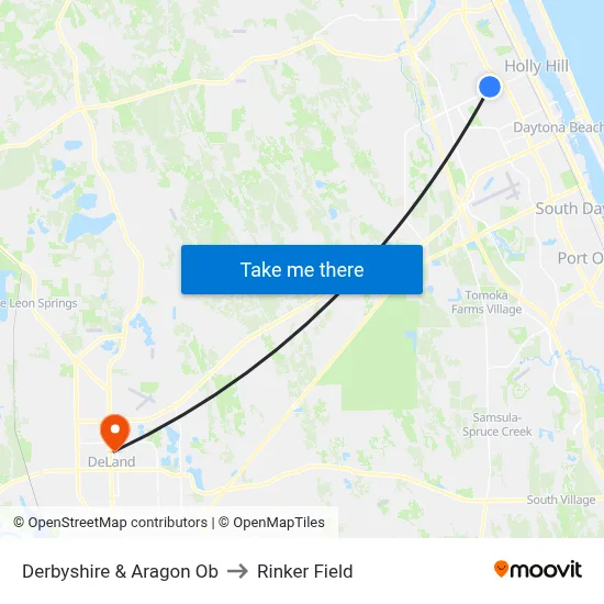 Derbyshire & Aragon Ob to Rinker Field map