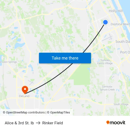 Alice & 3rd St. Ib to Rinker Field map