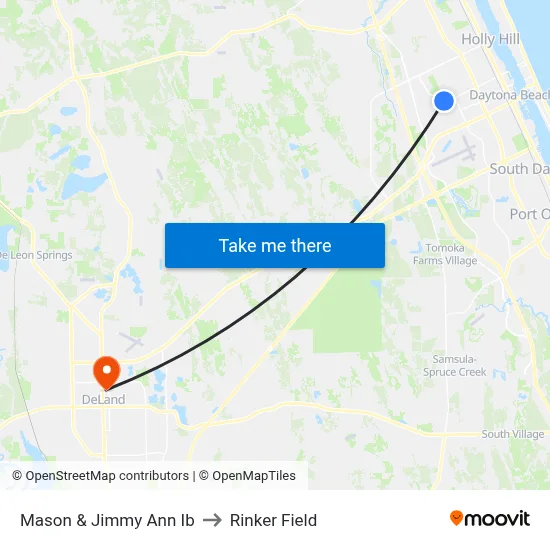 Mason & Jimmy Ann Ib to Rinker Field map