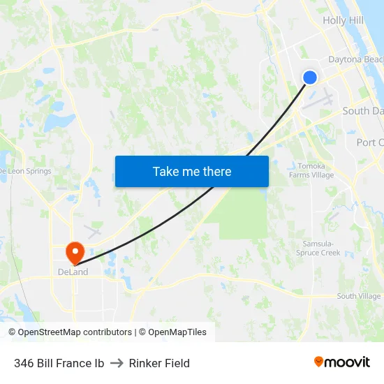 346 Bill France Ib to Rinker Field map