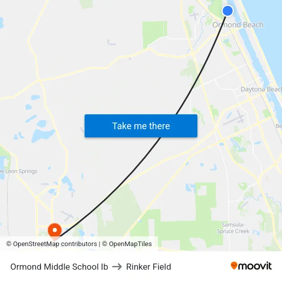 Ormond Middle School Ib to Rinker Field map