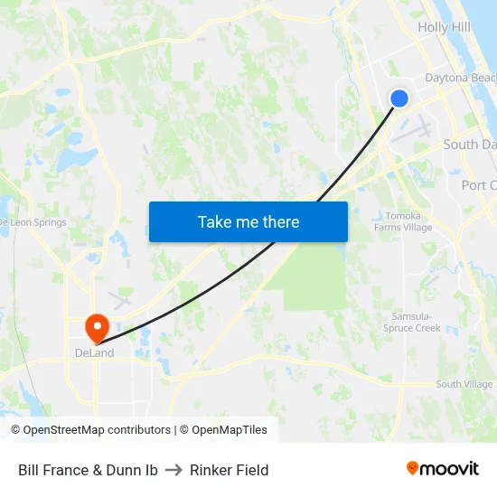 Bill France & Dunn Ib to Rinker Field map