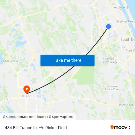 434 Bill France Ib to Rinker Field map