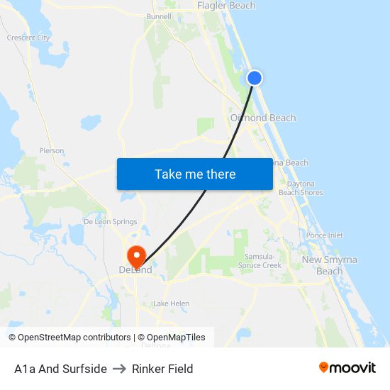 A1a And Surfside to Rinker Field map