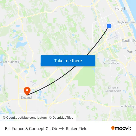 Bill France & Concept Ct. Ob to Rinker Field map