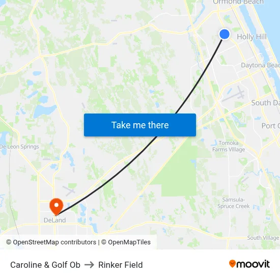 Caroline & Golf Ob to Rinker Field map
