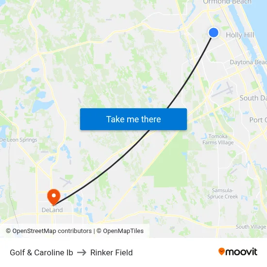 Golf & Caroline Ib to Rinker Field map