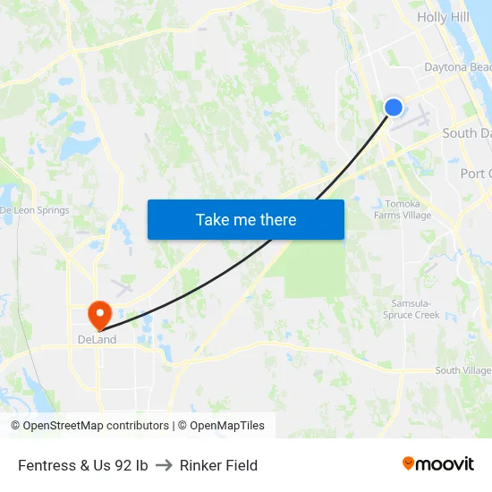Fentress & Us 92 Ib to Rinker Field map