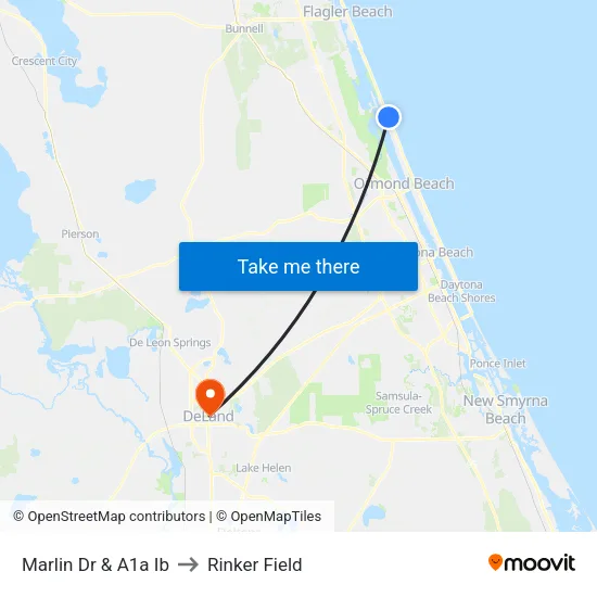 Marlin Dr & A1a Ib to Rinker Field map