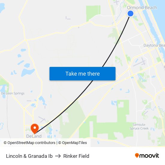 Lincoln & Granada Ib to Rinker Field map