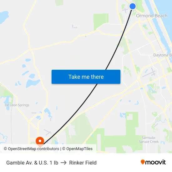 Gamble Av. & U.S. 1 Ib to Rinker Field map