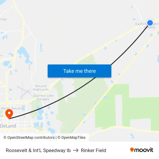 Roosevelt & Int'L Speedway Ib to Rinker Field map