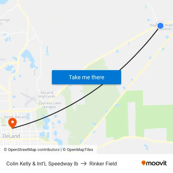 Colin Kelly & Int'L Speedway  Ib to Rinker Field map