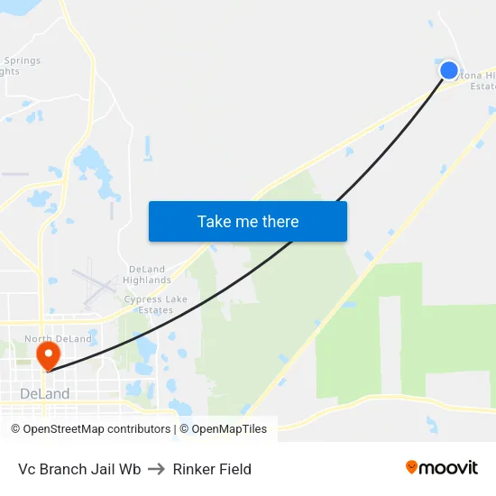 Vc Branch Jail Wb to Rinker Field map