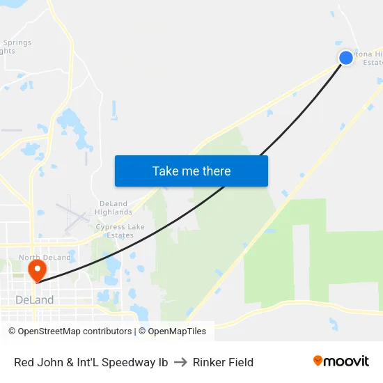 Red John & Int'L Speedway  Ib to Rinker Field map