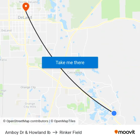 Amboy Dr & Howland Ib to Rinker Field map