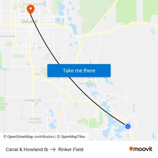 Canal & Howland Ib to Rinker Field map