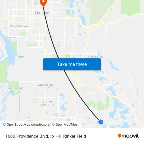 1680 Providence Blvd. Ib to Rinker Field map