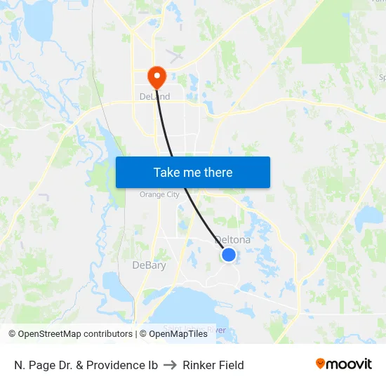 N. Page Dr. & Providence Ib to Rinker Field map