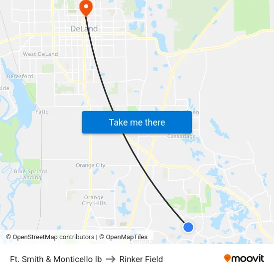 Ft. Smith & Monticello Ib to Rinker Field map