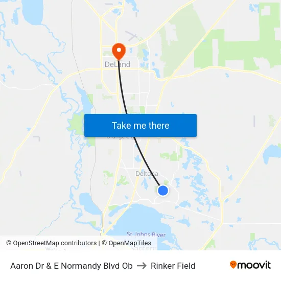 Aaron Dr & E Normandy Blvd Ob to Rinker Field map