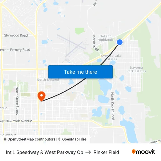 Int'L Speedway & West Parkway  Ob to Rinker Field map