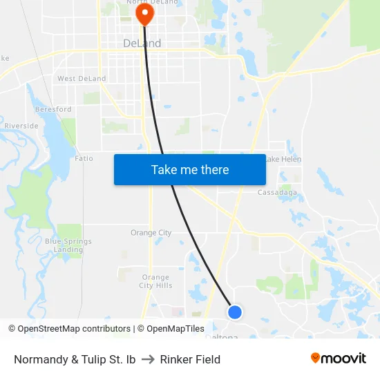 Normandy & Tulip St. Ib to Rinker Field map