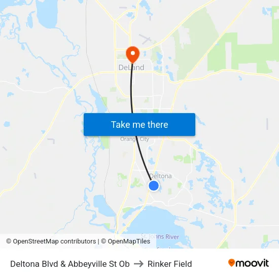 Deltona Blvd & Abbeyville St Ob to Rinker Field map