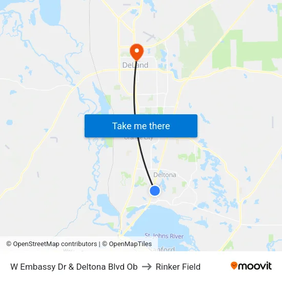 W Embassy Dr & Deltona Blvd Ob to Rinker Field map