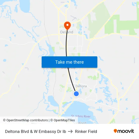 Deltona Blvd & W  Embassy Dr Ib to Rinker Field map