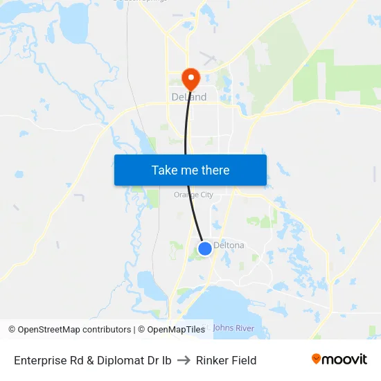 Enterprise Rd & Diplomat Dr Ib to Rinker Field map