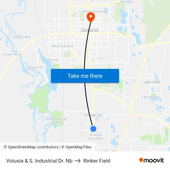 Volusia & S. Industrial Dr. Nb to Rinker Field map