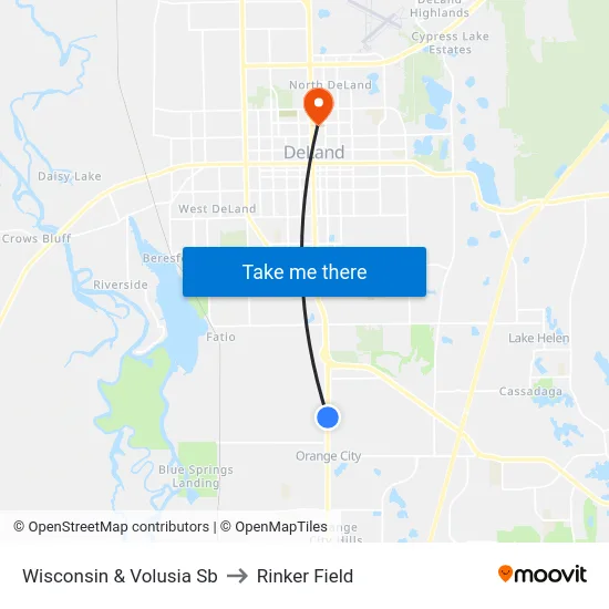 Wisconsin & Volusia  Sb to Rinker Field map