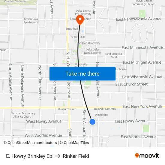 E. Howry  Brinkley Eb to Rinker Field map