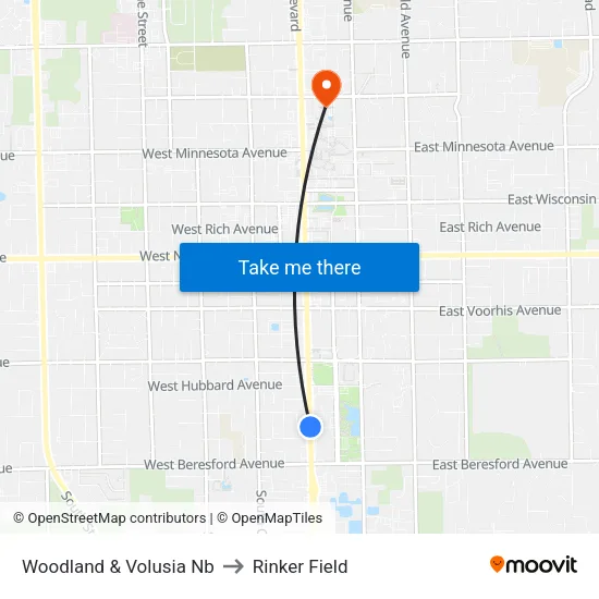 Woodland & Volusia Nb to Rinker Field map