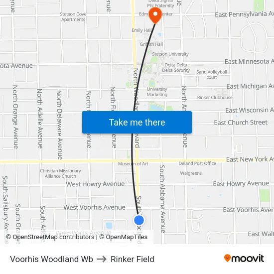 Voorhis  Woodland Wb to Rinker Field map