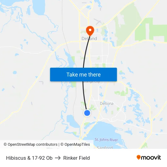 Hibiscus & 17-92 Ob to Rinker Field map