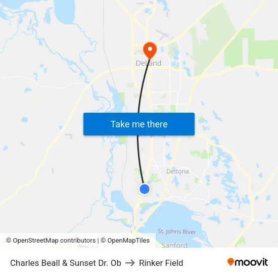 Charles Beall & Sunset Dr. Ob to Rinker Field map