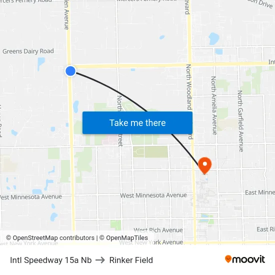 Intl Speedway  15a Nb to Rinker Field map