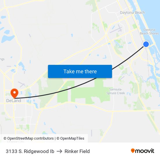 3133 S. Ridgewood Ib to Rinker Field map