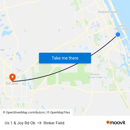 Us 1 & Joy Rd Ob to Rinker Field map