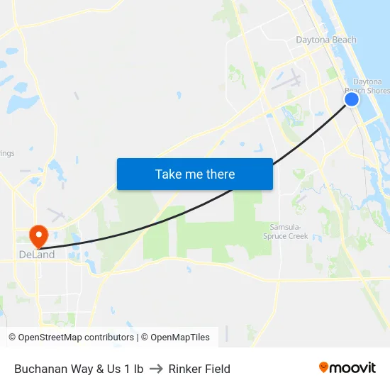 Buchanan Way & Us 1 Ib to Rinker Field map